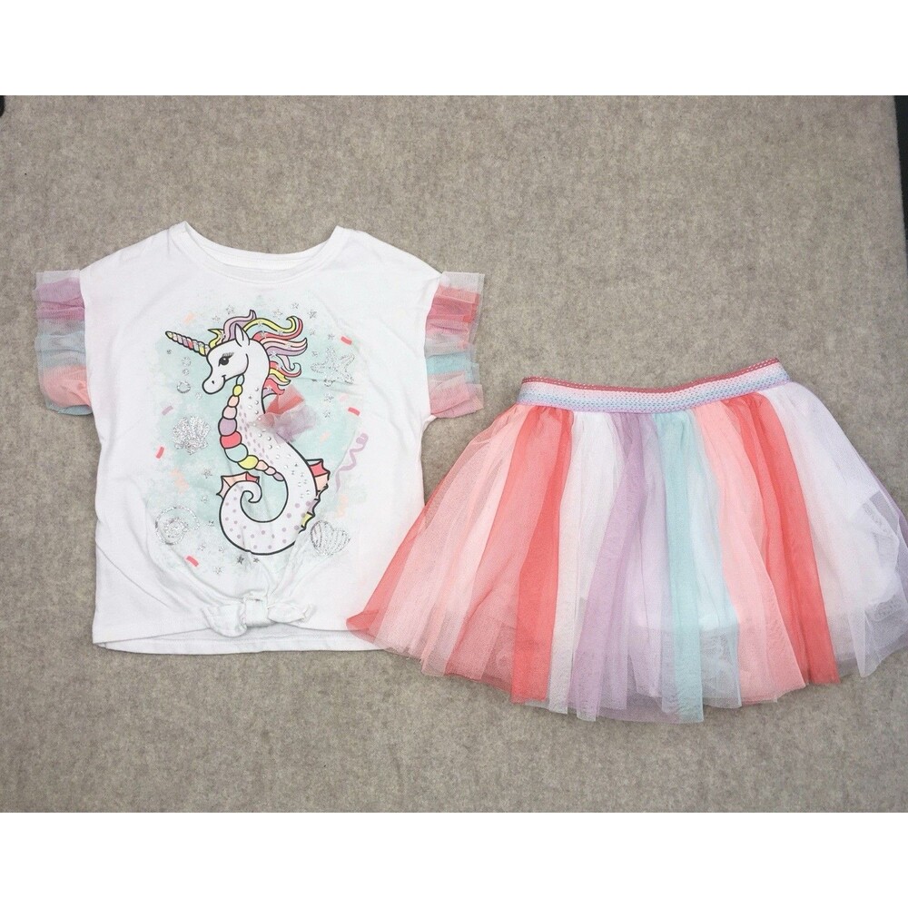 Unicorn Girls Size 4 Outfit Graphic Tee And Tutu Rainbow Garanimals